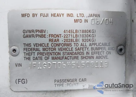 2005 Subaru Impreza Wrx Sti из США, поврежденный, VIN JF1GD70645L508113